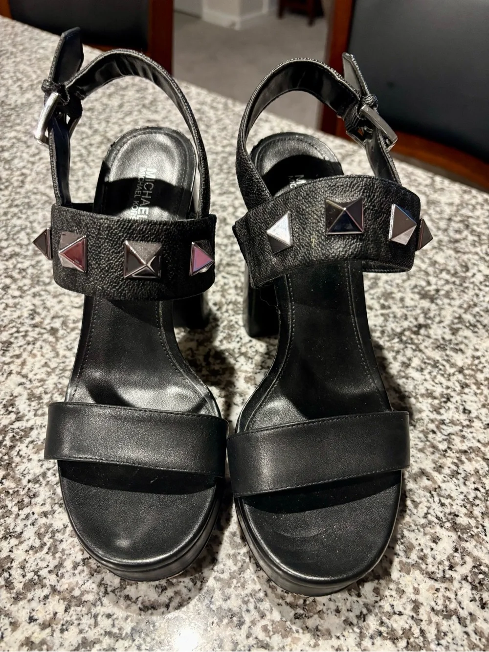 Michael Kors Black Studded Platform Sandal